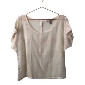 Forever 21 Love 21 sheer eyelet short sleeve top